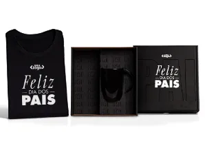 KIT CANECA EM CERÂMICA PRETA E CAMISETA - 2 PÇS