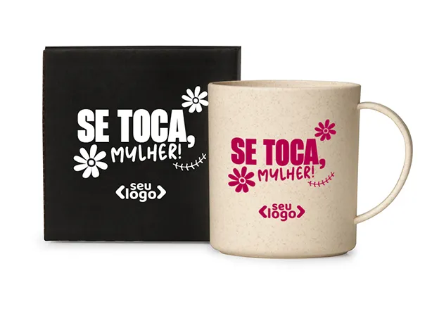 CANECA EM FIBRA DE BAMBU COM CAIXA - 350 ML