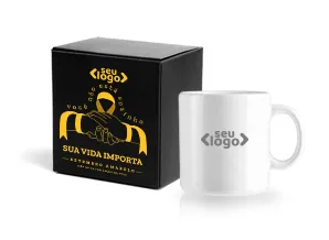 CANECA EM CERÂMICA BRANCA 270 ML COM CAIXA