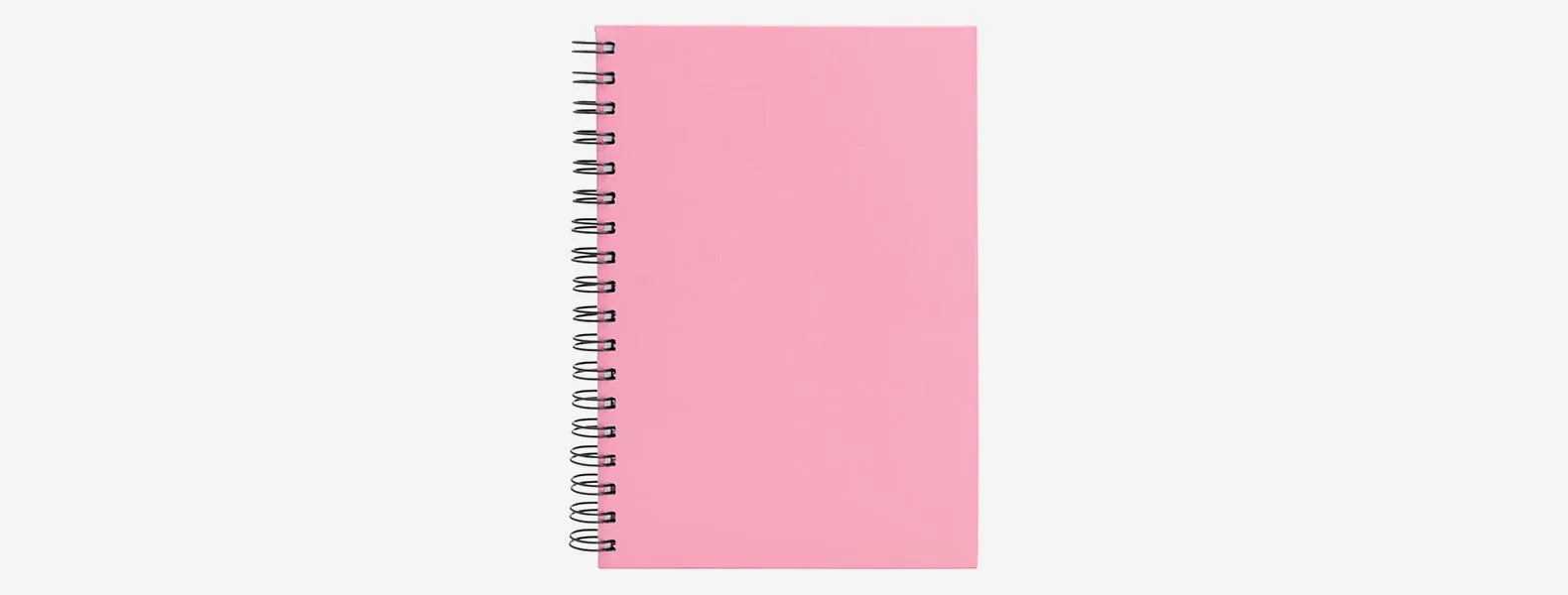 Caderno para anotações wire-o rosa com capa dura revestida em percalux linho. Conta com folha para dados pessoais, calendário e 100 folhas pautadas. Gramatura da folha de 70 g/m2