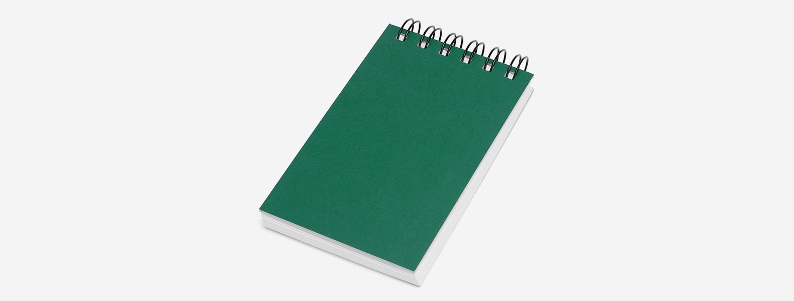 Caderno para anotações verde com capa dura. Conta com 100 folhas pautadas com fechamento wire-o e 5 cores com 25 folhas autocolantes.
