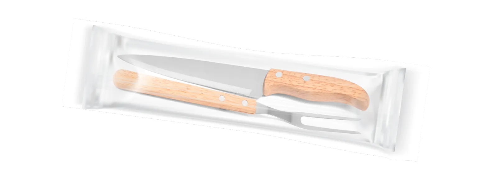 Conjunto de Faca em Madeira/Aço Inox; Acompanha faca 7'' e garfo em Madeira/Inox. Como cortesia, fazemos uma gravação na lâmina da faca com os cortes do boi.