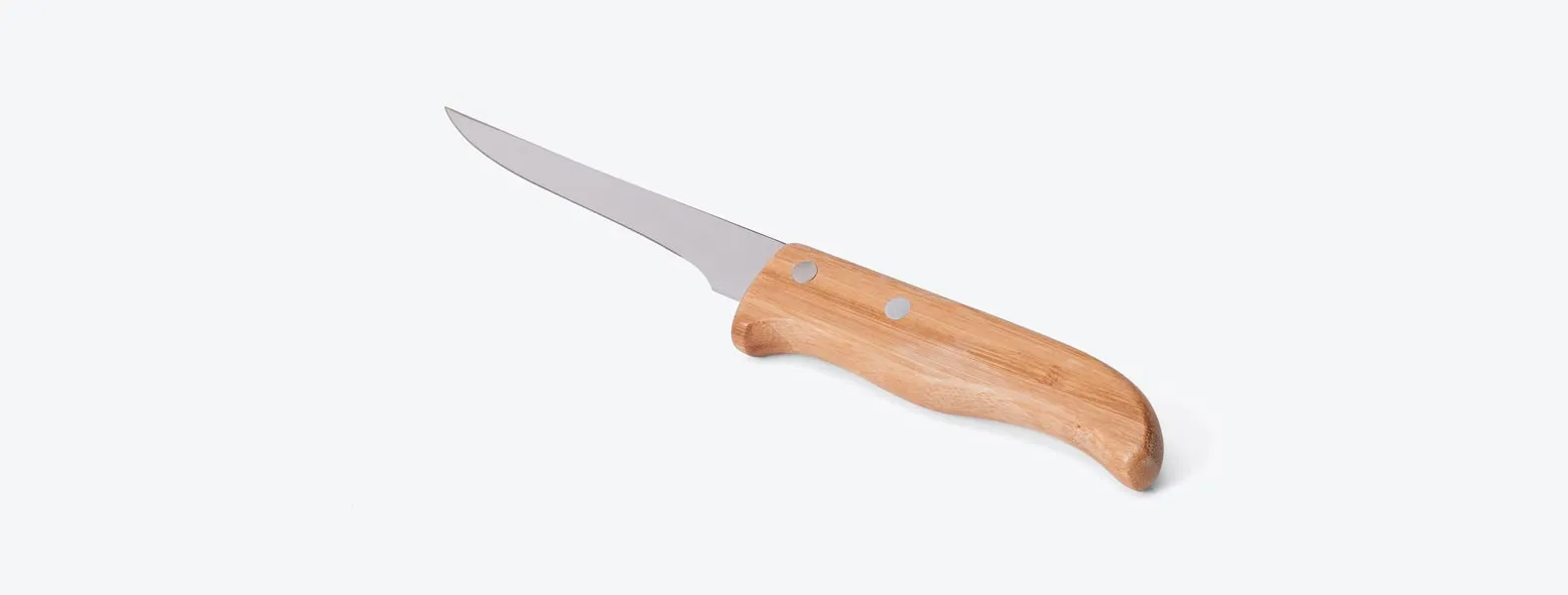 Kit com faca 8'', faca 5 para desossar e garfo em Bambu/Inox. Como cortesia, na faca 8 fazemos uma gravação com os cortes do boi.