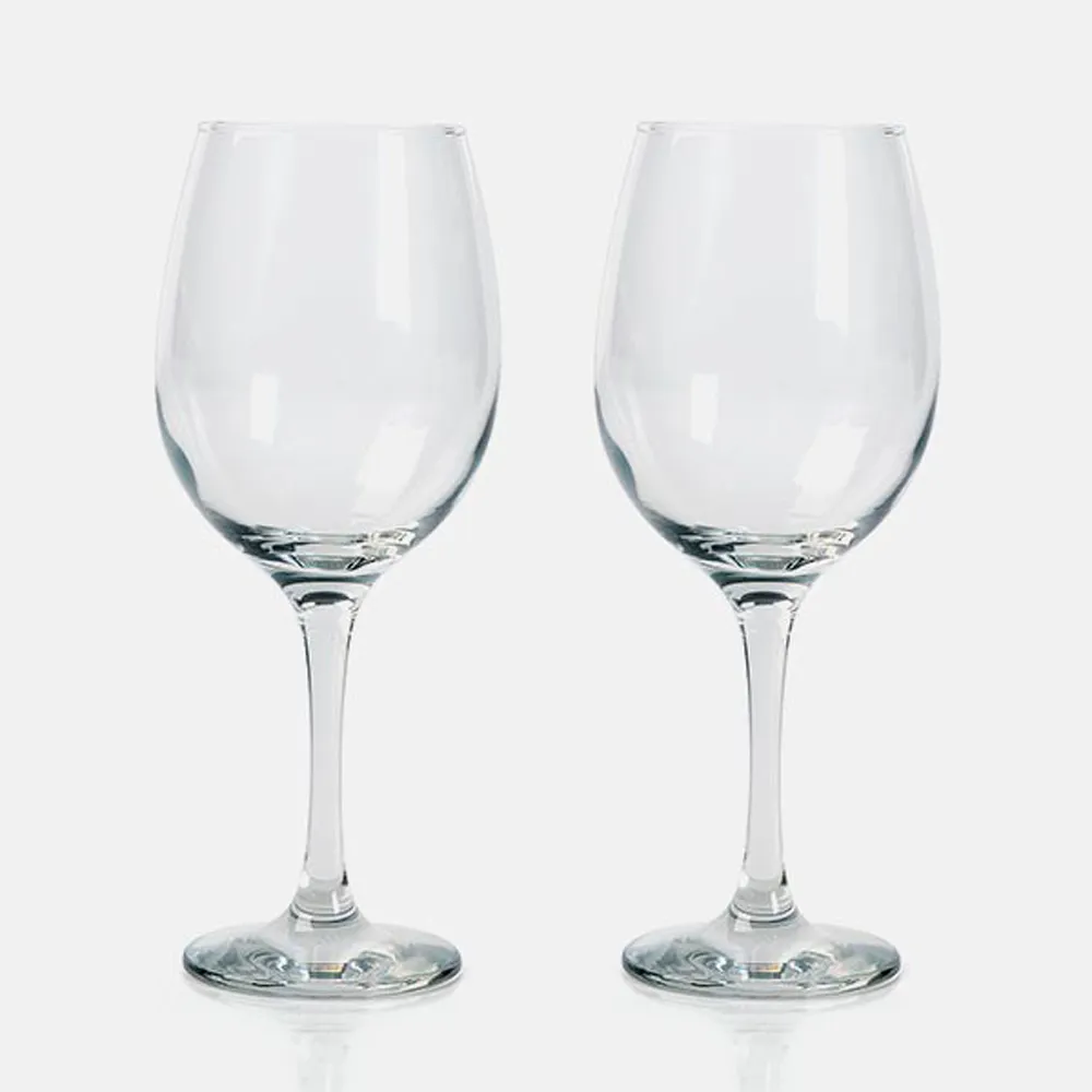 Jogo com 2 taças de vidro para Vinho, com espaço para a garrafa (NÃO ACOMPANHA GARRAFA). Capacidade: 490ml.