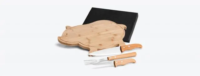kit-para-cozinha-em-bambu-com-tabua-porco-faca-e-garfo
