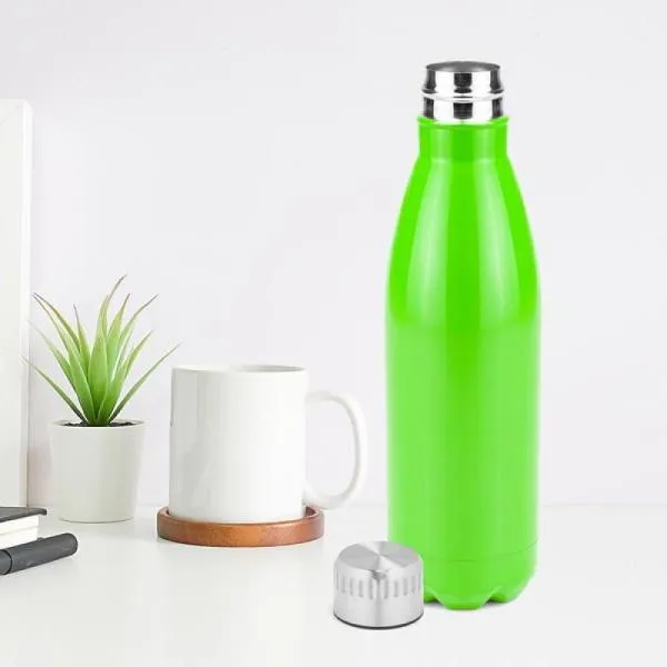 Garrafa em Aço Inox com tampa. Conta com pintura em verde. Capacidade: 750ml