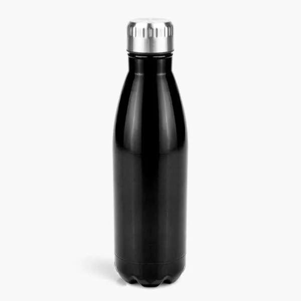 Garrafa em aço inox com tampa. Conta com pintura em preto. Capacidade: 750ml