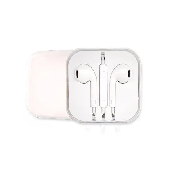 Fone de ouvido branco com microfone, controle de volume e estojo plástico. Conta com cabo de 1m e conector 3.5mm (P2, o mais comum para celulares, tablets e etc). Obs: os controles de volume funcionam apenas para celulares da Apple.