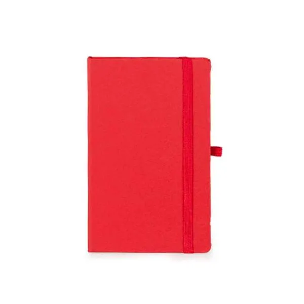 Caderno para anotações vermelho com capa dura. Conta com 80 folhas não pautadas, marcador de página, porta caneta e elástico para fechamento. Gramatura da folha de 70 g/m2.