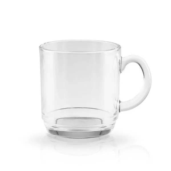 Caneca em vidro. Acompanha também a embalagem.