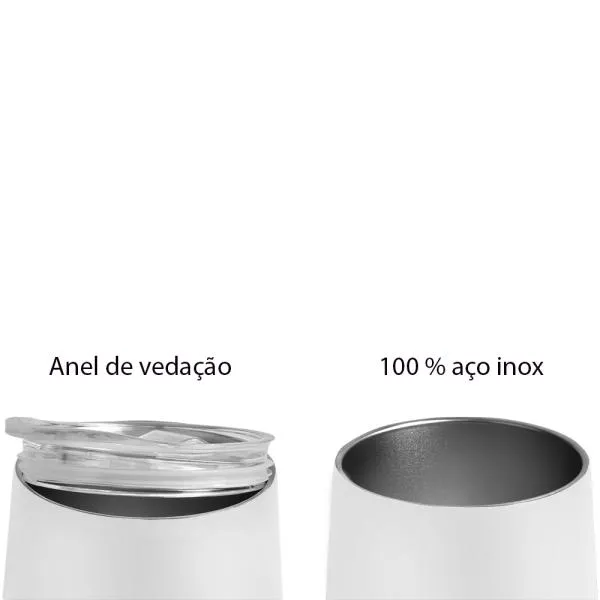 Copo térmico com tampa 340ml. Confeccionado com dupla parede de inox, isolada a vácuo. Tampa com ótima vedação e trava no bocal para melhor higiene. Conservação aproximada líquidos quentes: 1h / Conservação aproximada líquidos gelados: 7h / Conservação aproximada líquidos com gelo: 15h Ideal para bebidas geladas ou quentes.