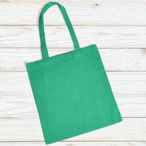 Sacola ecobag em algodão reciclado (70%) e rPET (30%).