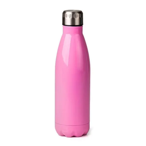 Garrafa em Aço Inox com tampa. Conta com pintura em rosa. Capacidade: 750ml