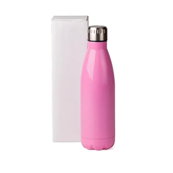 Garrafa em Aço Inox com tampa. Conta com pintura em rosa. Capacidade: 750ml