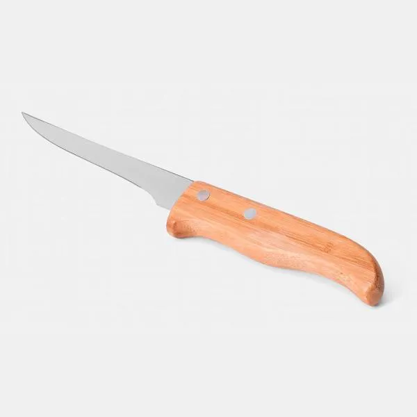 Composto por uma faca 8” e faca 5” para desossar em Madeixa/Inox; garfo trinchante, chaira 8”, faca Santoku 7” e uma faca 7” para pão. Estão organizados em fita elástica preta no interior de um estojo.