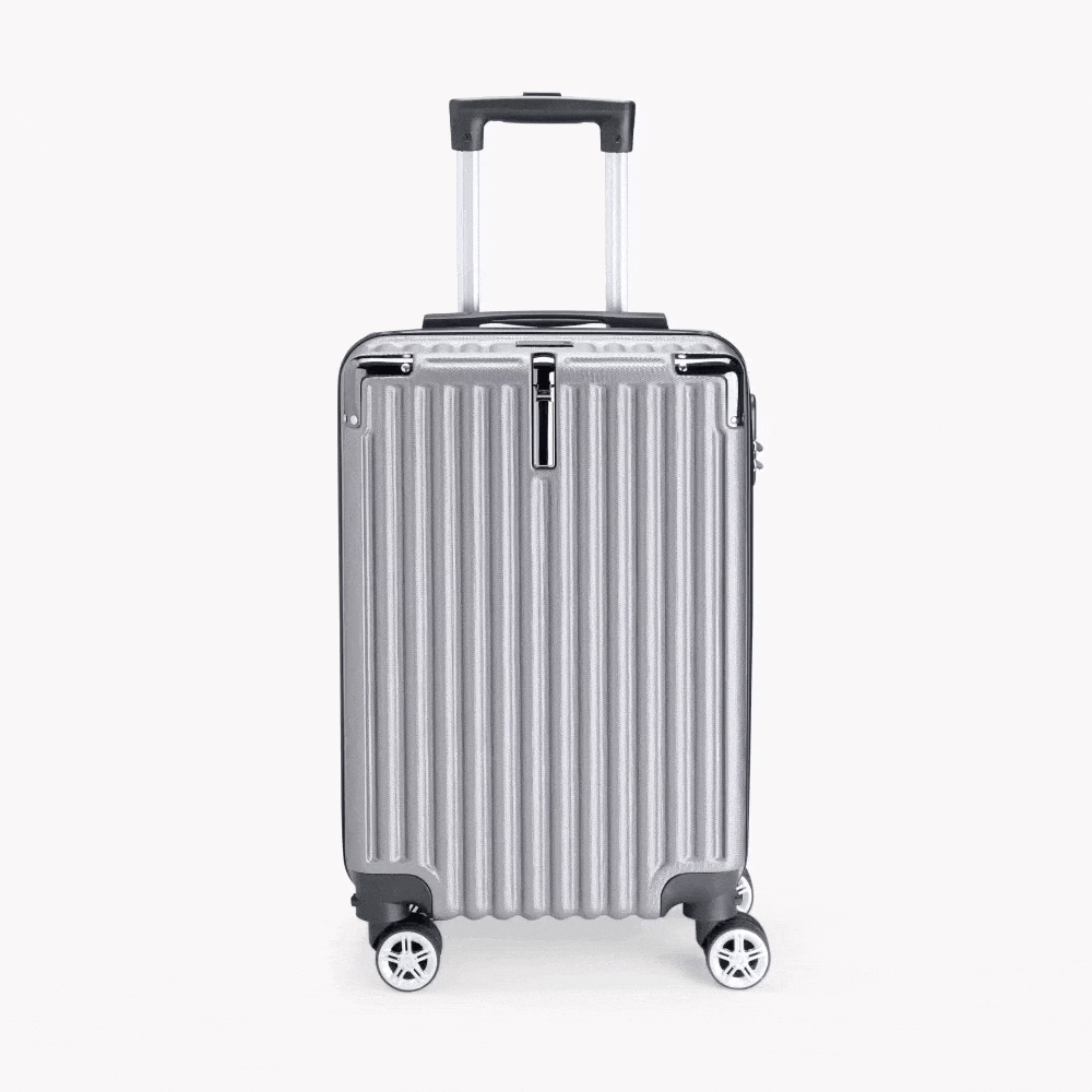 Mala de viagem em ABS rígido cinza chumbo. Conta com rodinhas 360º, fechamento em zíper e cadeado com senha, alça retrátil de alumínio e alça de mão. Parte interna com forro e divisória com zíper. Mala dentro do padrão da ANAC, para viajar a bordo no avião. Acompanha saco de TNT para proteção.