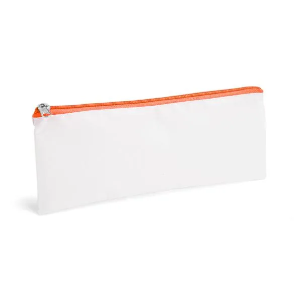 Necessaire com zíper laranja confeccionada em Nylon 210 resinado. Conta com fechamento em zíper nas cores preta, azul, vermelha, verde, amarelo, laranja, roxo e rosa.