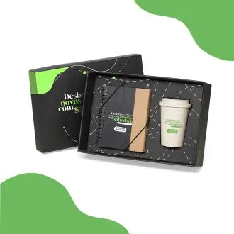 KIT CADERNO, CANETA E COPO