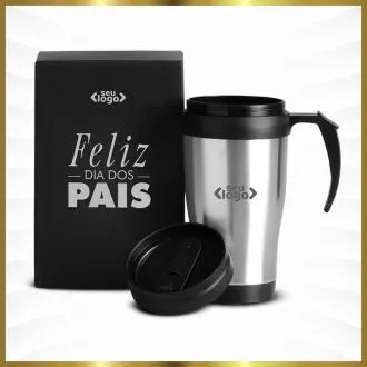 CANECA REVESTIDA EM AÇO INOX - 410 ML - PRETA.