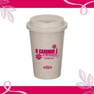 COPO EM FIBRA DE BAMBU COM TAMPA - 450ml