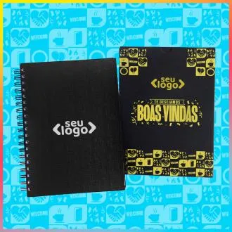 CADERNO PAUTADO COM WIRE-O - PRETO - 23,5x18cm - 100 FLS