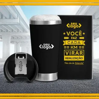 COPO TÉRMICO C/ TAMPA E ABRIDOR - PRETO - 500 ML