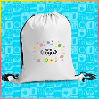 MOCHILA SACOLA EM NYLON 420 - BRANCA - 40x33cm