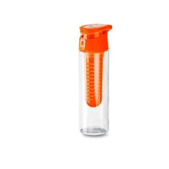 SQUEEZE PLÁSTICO COM INFUSOR TRANSPARENTE/LARANJA - 750ML