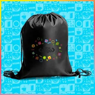 MOCHILA SACOLA EM NYLON 420 - PRETA - 40x33cm