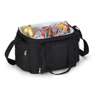 BOLSA TÉRMICA PRETA EM POLYESTER 600D, 300D E PEVA - 15L