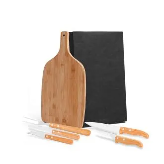 CONJ. PARA COZINHA EM BAMBU / INOX - 6 PÇS