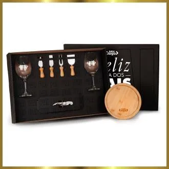 KIT QUEIJO E VINHO COM ABRIDOR SACA ROLHAS- 8 PÇS.