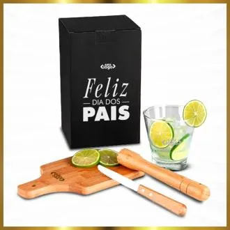 KIT PARA CAIPIRINHA EM BAMBU / MADEIRA IBIZA - 0,35 L - 4 PÇS