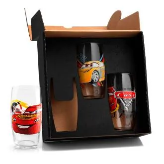 KIT DE COPOS VIDRO 300 ML - CARROS - 3 PÇS