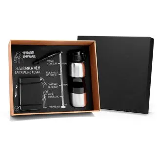 KIT ESCRITÓRIO COM SQUEEZE, BLOCO DE ANOTAÇÕES E CANETA