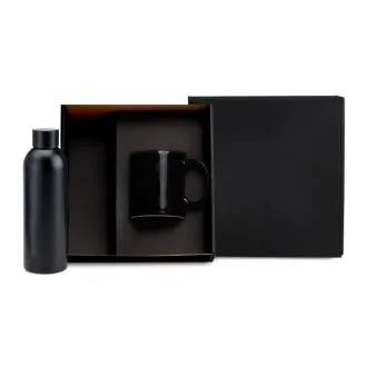 KIT GARRAFA E CANECA - PRETO - 2 PÇS