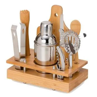 KIT PARA BAR EM INOX / BAMBU - 8 PÇS