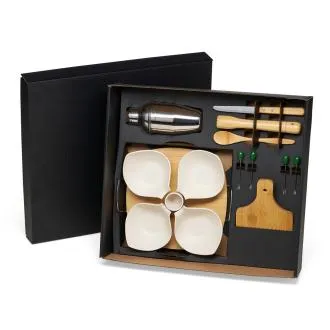 KIT PARA CAIPIRINHA COM PETISQUEIRA EM BAMBU - 15 PÇS