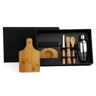 KIT PARA CAIPIRINHA EM BAMBU COM COQUETELEIRA - 6 PÇS