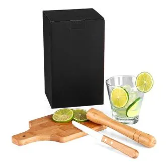 KIT PARA CAIPIRINHA EM BAMBU IBIZA - 0,35 L - 4 PÇS