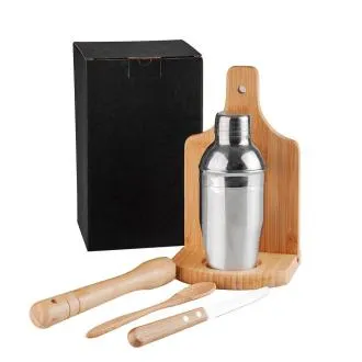 KIT PARA CAIPIRINHA EM BAMBU IBIZA COM COQUETELEIRA 6 PÇS