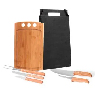 KIT PARA CHURRASCO / COZINHA EM BAMBU / INOX CALIFORNIA