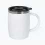 Caneca em Aço Inox com revestimento de Poliestireno branco e tampa em Polipropileno. Capacidade: 400 ml