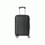 Mala de viagem em ABS rígido preto. Conta com rodinhas 360º, fechamento em zíper e cadeado com senha, alça retrátil de alumínio e duas alças de mão. Parte interna com forro e divisória com zíper. Mala dentro do padrão da ANAC, para viajar a bordo no avião. Acompanha saco de TNT para proteção.